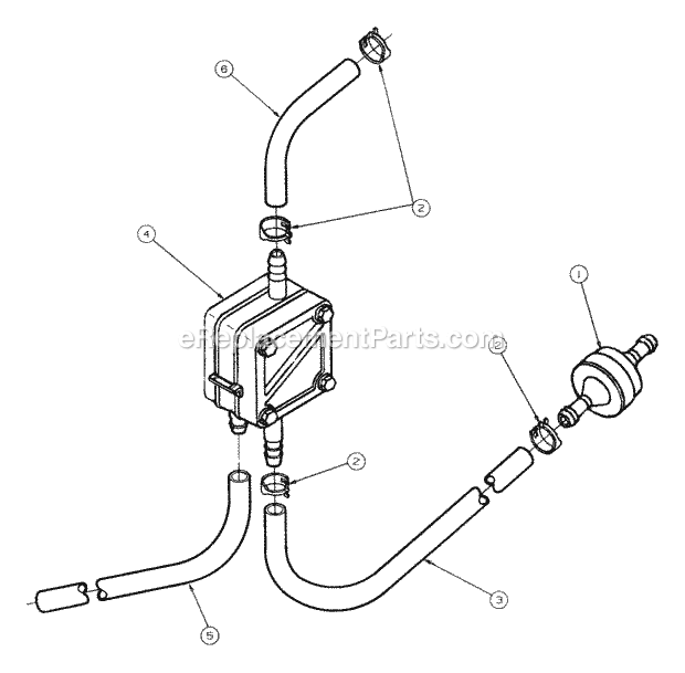 Fuel Pump Diagram and Parts List for 2146 13A-224F100 Cub Cadet Lawn Tractor